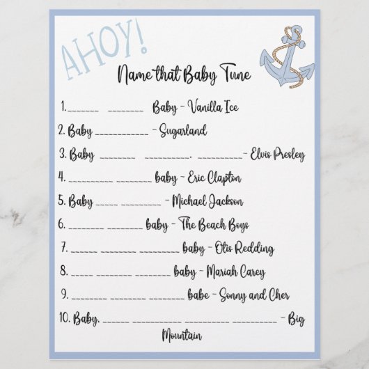 Ahoy Baby shower spel Flyer (Voorkant)