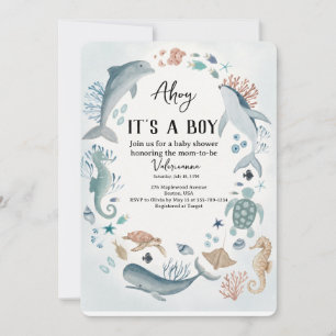Ahoy Baby Shower Uitnodiging Nautilus Thema