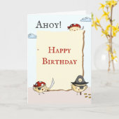 Ahoy Bird Pirate Theme Birthday Greeting Kaart (Gele Bloem)