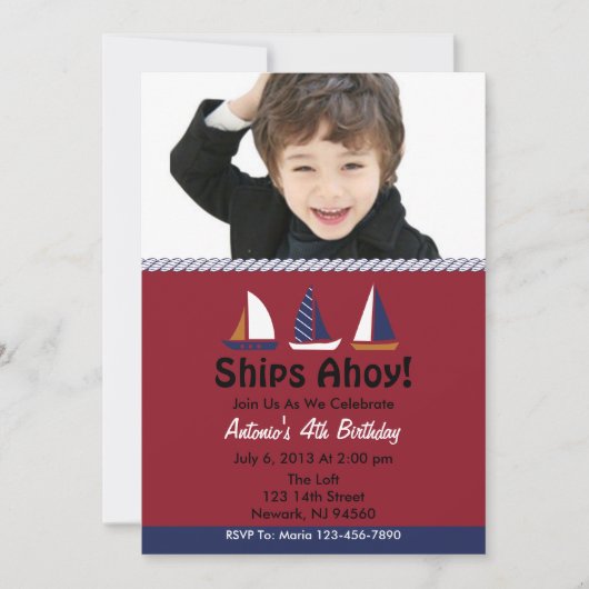 Ahoy Birthday Party Invitation Kaart (Voorkant)