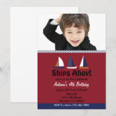 Ahoy Birthday Party Invitation Kaart (Voorkant / Achterkant)