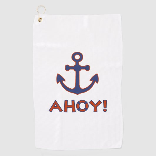AHOY! Boei + ankerontwerp rood + blauw Golfhanddoek (Voorkant)