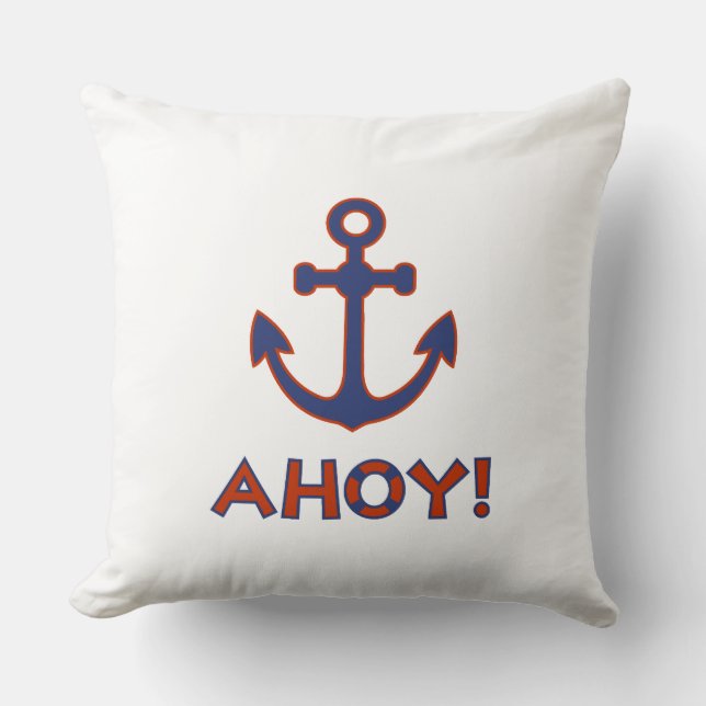 AHOY! Boei + ankerontwerp rood + blauw Kussen (Voorkant)