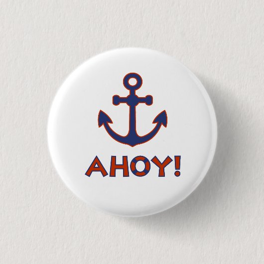 AHOY! Boei + ankerontwerp rood + blauw Ronde Button 3,2 Cm (Voorkant)