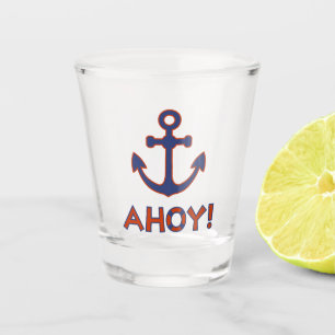 AHOY! Boei + ankerontwerp rood + blauw Shot Glas