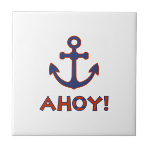 AHOY! Boei + ankerontwerp rood + blauw Tegeltje