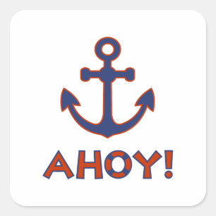 AHOY! Boei + ankerontwerp rood + blauw Vierkante Sticker