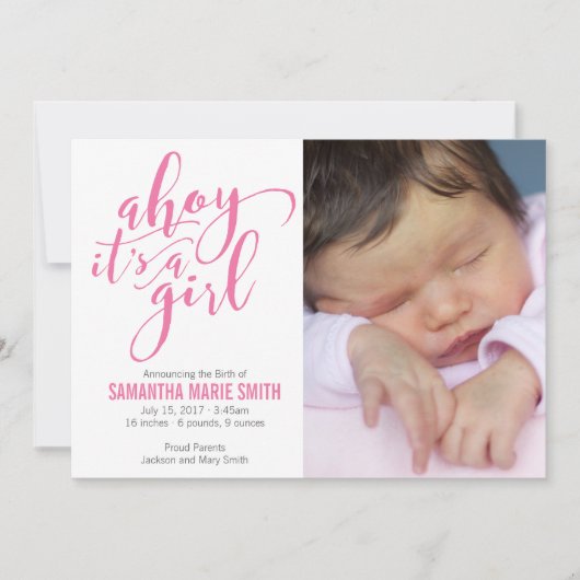 Ahoy C’est une fille Faire-part de naissance à thè (Devant)