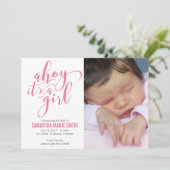 Ahoy C’est une fille Faire-part de naissance à thè (Debout devant)