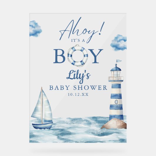 Ahoy C'Est Un Baby shower Garçon Bienvenue (Recto)