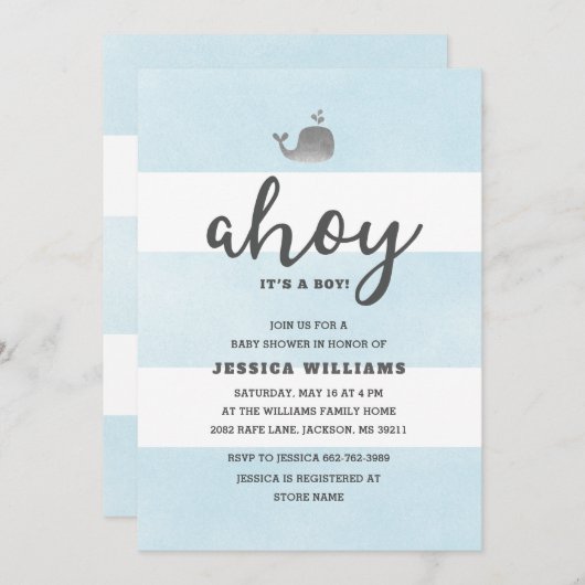 Ahoy C'est un Baby shower garçon Invitation (Devant / Derrière)