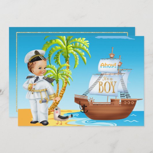 Ahoy C'est un Baby shower garçon Invitation (Devant / Derrière)