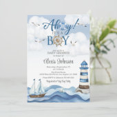 Ahoy c'est un Baby shower garçon Invitation (Debout devant)