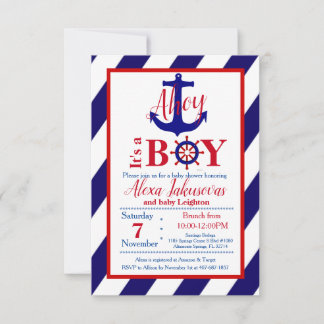 Ahoy ! C'est un Baby shower garçon Invitation