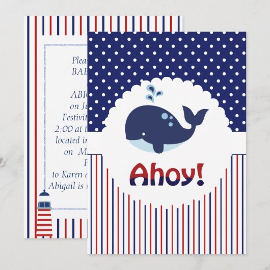 Ahoy C'est un Baby shower garçon Invitation (Devant / Derrière)