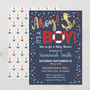 Ahoy c'est un Baby shower garçon Invitation