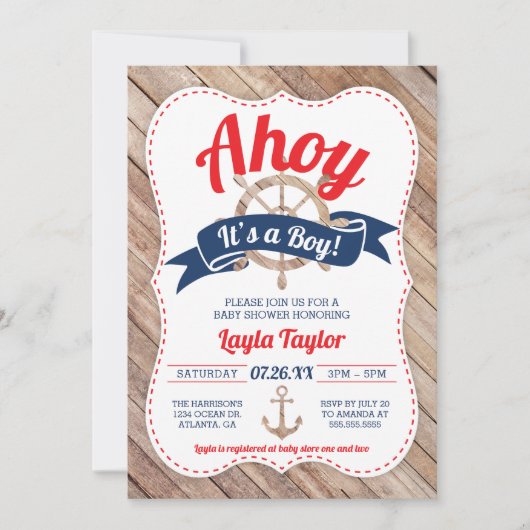 Ahoy C'est un Baby shower garçon Invitation (Devant)