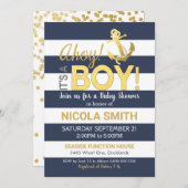 Ahoy c'est un Baby shower garçon Invitation Gold N (Devant / Derrière)