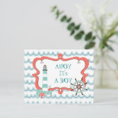 Ahoy C'est un Baby shower nautique Invitation (Debout devant)