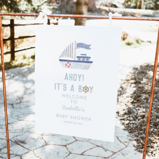 Ahoy C'est un garçon Baby shower Affiche de bienve