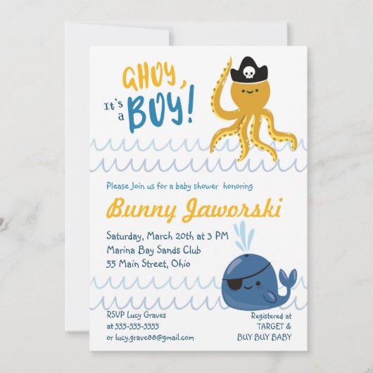 Ahoy C'Est Un Garçon Baby shower Invitation (Devant)
