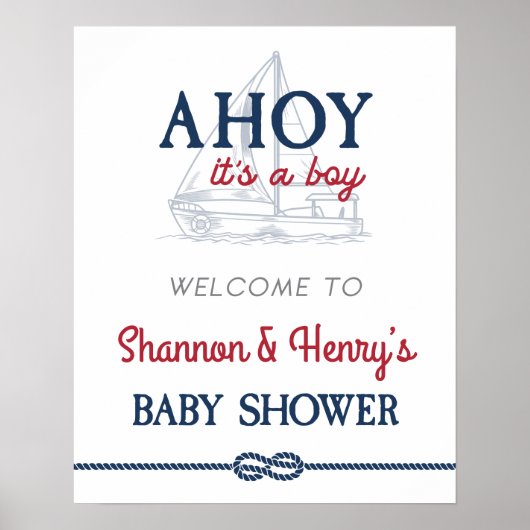 Ahoy C'est un garçon Baby shower nautique Affiche (Devant)