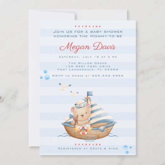 Ahoy C'Est Un Garçon Bébé Douche Invitations (Devant)