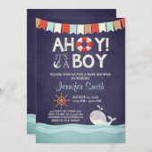 Ahoy C'est un garçon Douche Invitation Océan Nauti (Devant / Derrière)