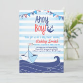 Ahoy C'est un garçon Douche Invitation Océan Nauti (Debout devant)