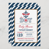 Ahoy C'est UN GARÇON ! Invitation baby shower (Devant / Derrière)
