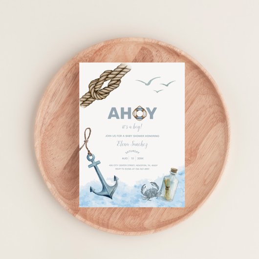 Ahoy ! C'est un garçon - Invitation Baby shower na
