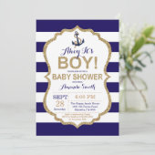 Ahoy c'est un garçon ! Invitation Baby shower naut (Debout devant)