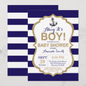 Ahoy c'est un garçon ! Invitation Baby shower naut (Devant / Derrière)