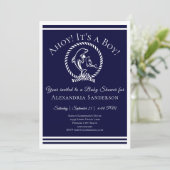Ahoy c'est un garçon ! Invitation Baby shower naut (Debout devant)
