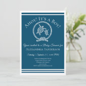 Ahoy c'est un garçon ! Invitation Baby shower naut (Debout devant)