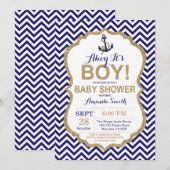 Ahoy c'est un garçon ! Invitation Baby shower naut (Devant / Derrière)