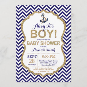 Ahoy c'est un garçon ! Invitation Baby shower naut