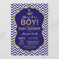 Ahoy c'est un garçon ! Invitation Baby shower naut