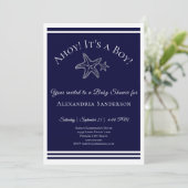 Ahoy c'est un garçon ! Invitation Baby shower naut (Debout devant)