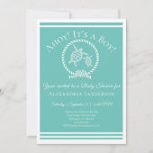 Ahoy c'est un garçon ! Invitation Baby shower naut (Devant)