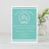 Ahoy c'est un garçon ! Invitation Baby shower naut (Debout devant)