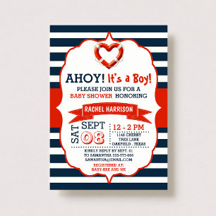 Ahoy C'est un garçon ! Invitations Baby showers de
