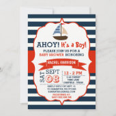 Ahoy C'est un garçon ! Invitations Baby showers na (Devant)