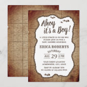 Ahoy C'est un garçon pirate Baby shower de carte d (Devant / Derrière)