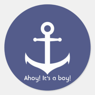 Ahoy ! C'est un garçon ! Sticker Baby shower nauti