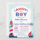 Ahoy C'est un Invitation de baby shower de garçon (Devant)