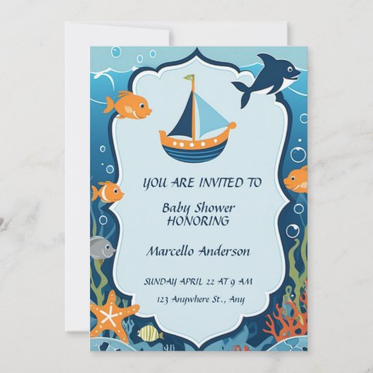 "Ahoy ! C'est une invitation de Baby shower de gar (Devant)