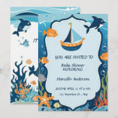 "Ahoy ! C'est une invitation de Baby shower de gar (Devant / Derrière)