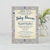 Ahoy Cute Baby shower nautique Invitation (Debout devant)