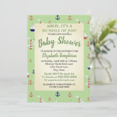 Ahoy Cute Baby shower nautique Invitation (Debout devant)